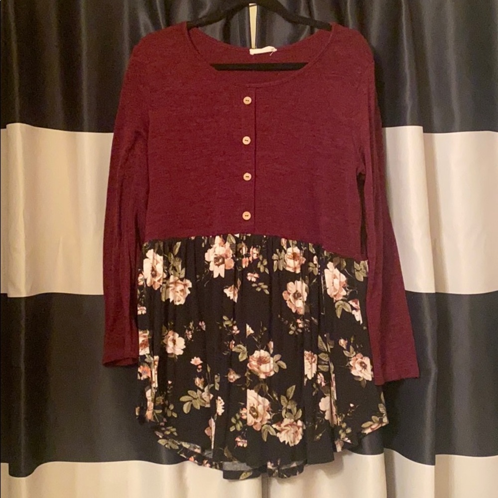 Plus Size Floral Button Babydoll Top